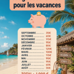 Création d'un tableau de budget entre amies pour économiser pour les vacances.