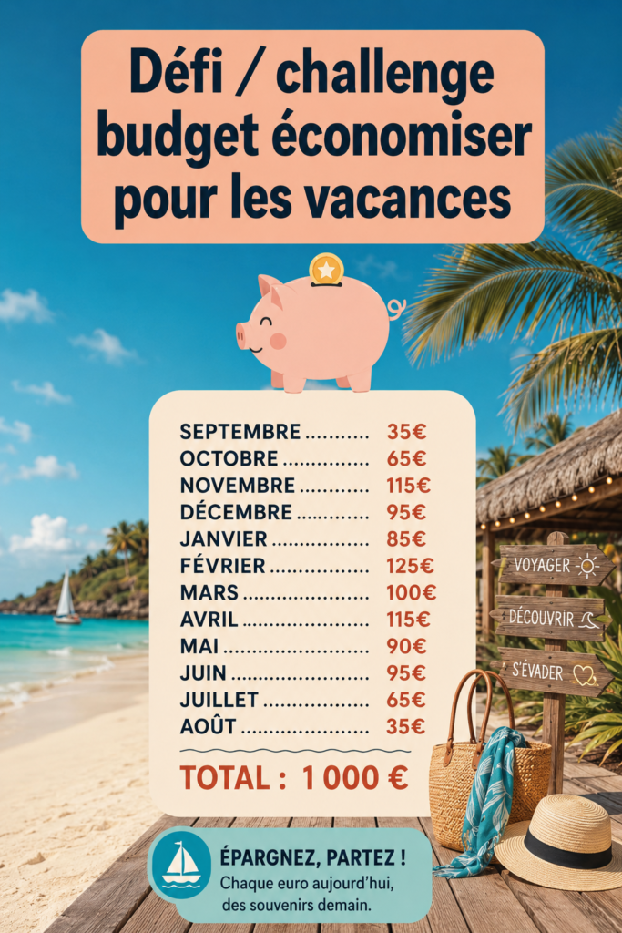 Création d'un tableau de budget entre amies pour économiser pour les vacances.