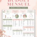 Modèle de planificateur de budget mensuel sur Google Sheets avec des graphiques colorés