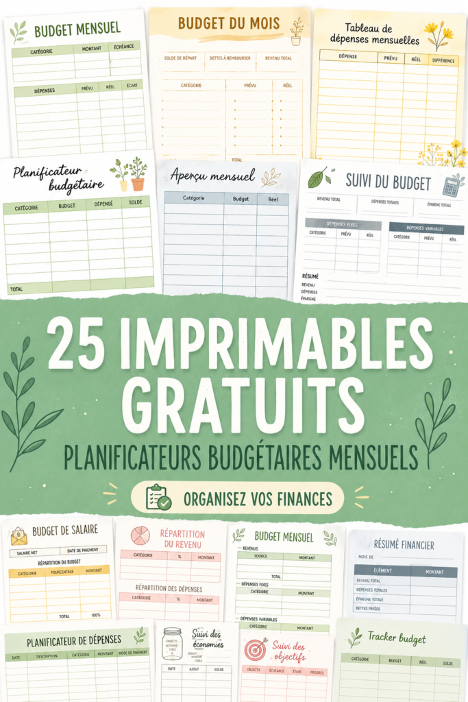 Modèles de budget mensuel gratuits à imprimer, adaptés aux femmes.