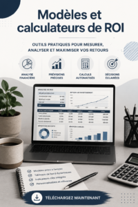 Femme utilisant un calculateur ROI sur un ordinateur