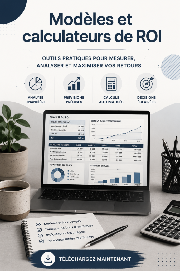 Femme utilisant un calculateur ROI sur un ordinateur