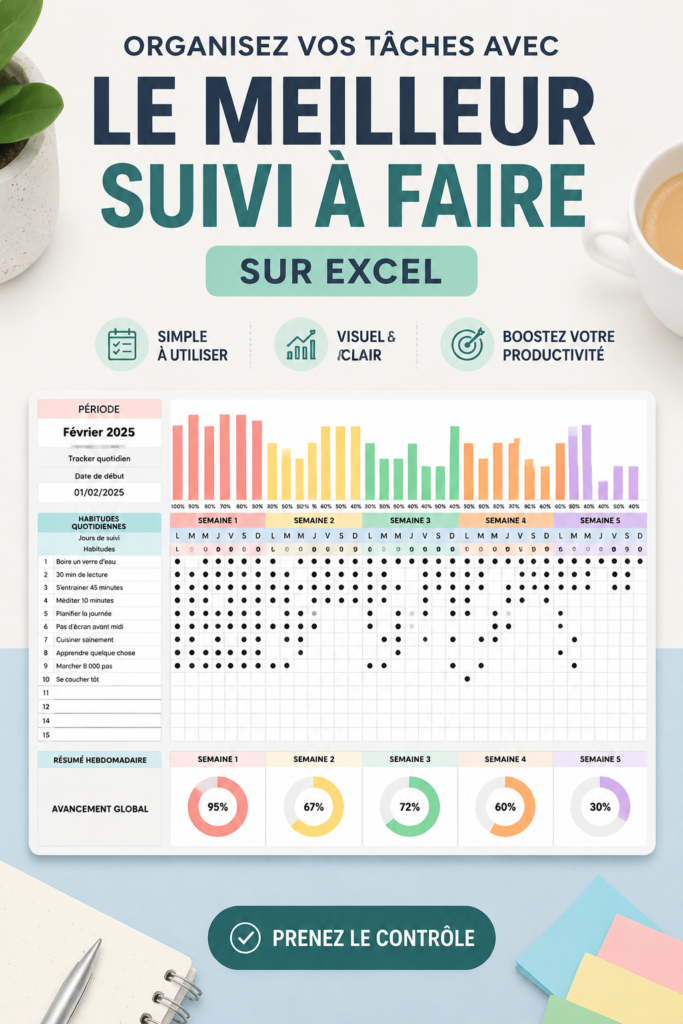 Tableau Excel organisé pour la gestion des tâches