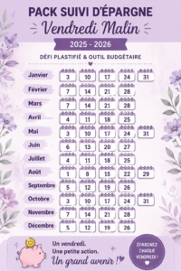 Outil d'organisation d'épargne sur table, mettant en avant un défi de budget