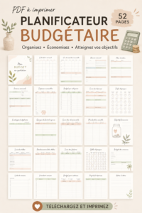 Planificateur de budget gratuit à imprimer avec des sections pour les dépenses et les économies.