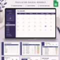 Un planner Google Sheet ouvert sur un écran d'ordinateur, illustrant un mois bien organisé.
