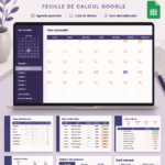 Un planner Google Sheet ouvert sur un écran d'ordinateur, illustrant un mois bien organisé.