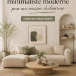 Salon moderne et minimaliste avec des textures douces et des couleurs neutres