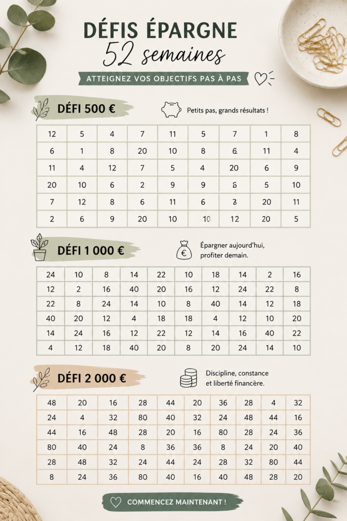 Image d'un carnet de suivi d'épargne sur une table, représentant la gestion financière simple et pratique.