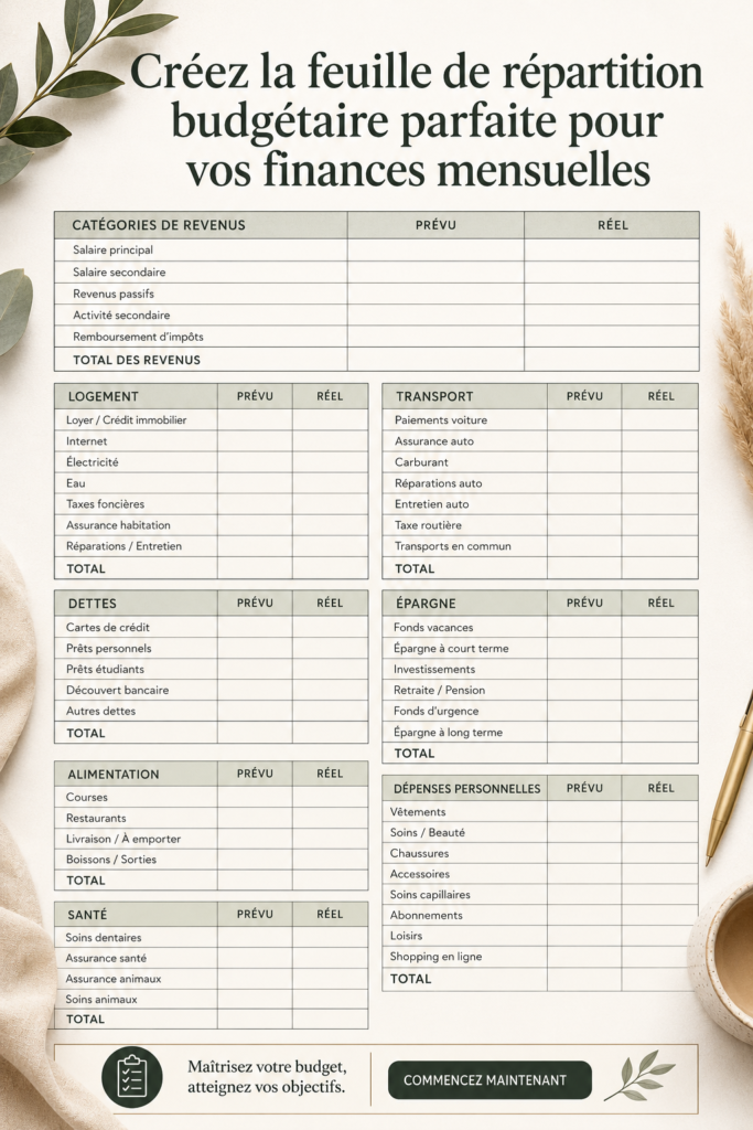 Femme utilisant un tableau de budget pour gérer ses finances