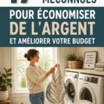Femme souriante examinant son budget avec des outils financiers sur la table, représentant une gestion efficace des finances personnelles.