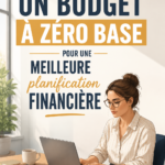 Femme planifiant son budget zéro avec des notes et un ordinateur