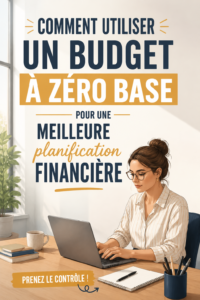 Femme planifiant son budget zéro avec des notes et un ordinateur