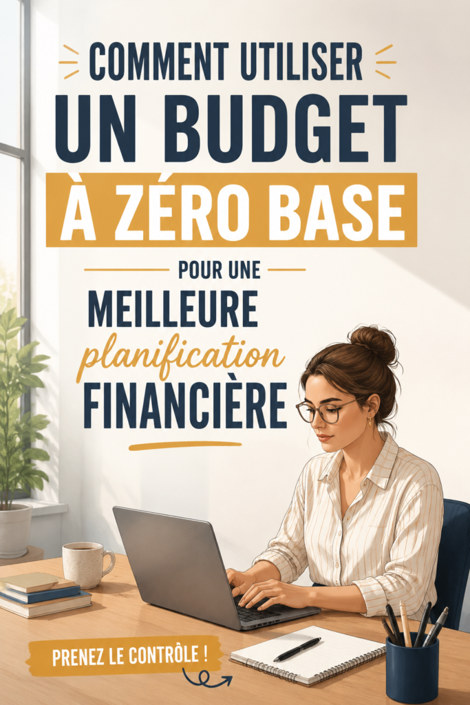 Femme planifiant son budget zéro avec des notes et un ordinateur