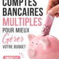 Femme souriante vérifiant son budget avec plusieurs comptes bancaires ouverts sur son appareil.