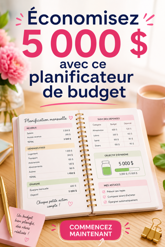 Femme souriante utilisant un planificateur de budget pour gérer ses finances personnelles