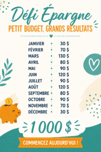 Femme souriante penchée sur son budget avec un carnet et un stylo dans une cuisine