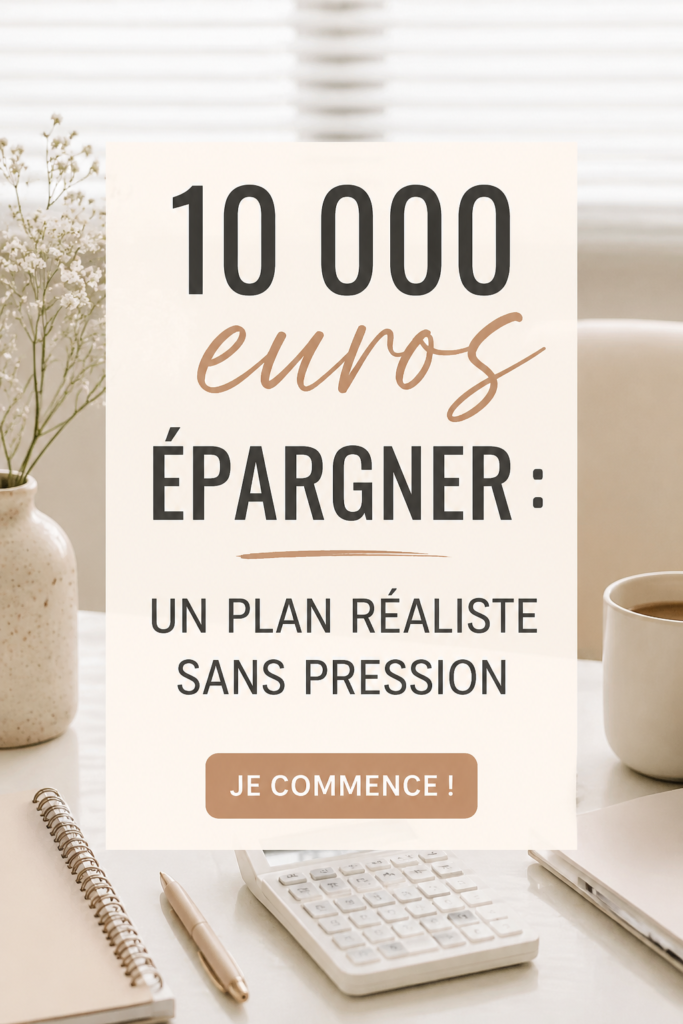 Une femme souriante examine son budget avec des notes et un ordinateur, symbolisant l'épargne