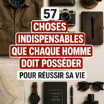 Une collection d'objets essentiels pour réussir sa vie, comme un agenda, des livres, et des outils de motivation.