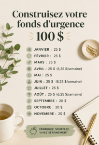 Femme souriante comptant des pièces d'argent, symbolisant la création d'un fonds d'urgence.