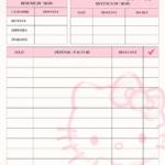 Femme utilisant une feuille de budget Hello Kitty pour gérer ses finances mensuelles