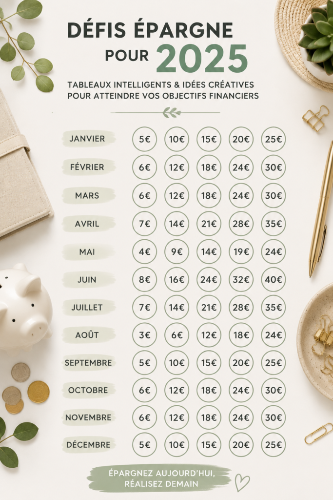 Graphique représentant des idées d'épargne créatives pour 2025
