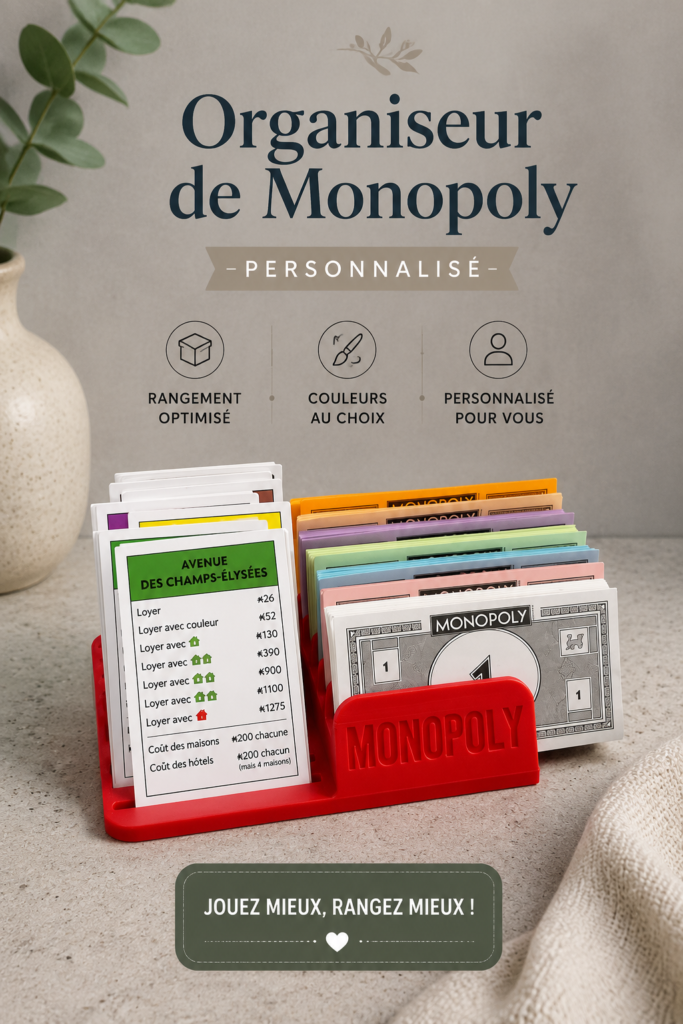 Un jeu de Monopoly personnalisé avec des propriétés et des joueurs uniques