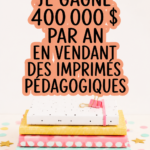 Femme souriante travaillant sur la création d'imprimés éducatifs à la maison.
