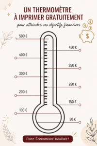 Tableau de thermomètre coloré pour suivre les objectifs d'épargne