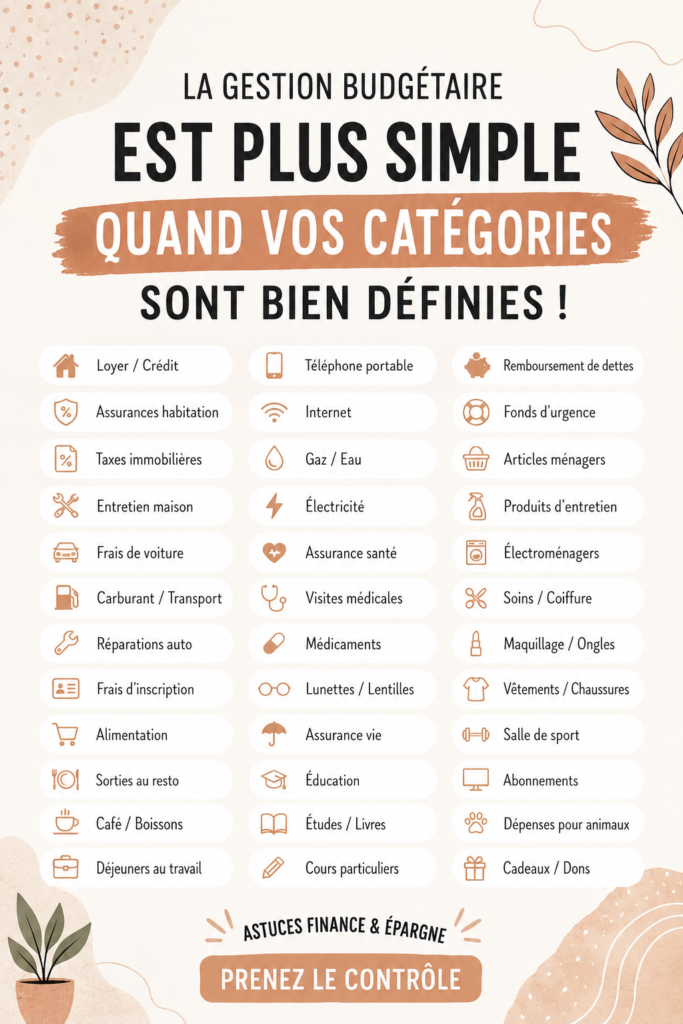 Image représentant des finances personnelles avec des catégories budgétaires claires.