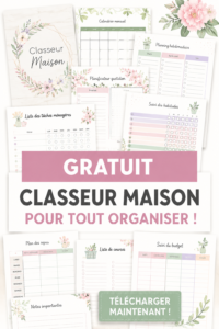 Classeur de gestion maison avec des documents et un stylo sur une table