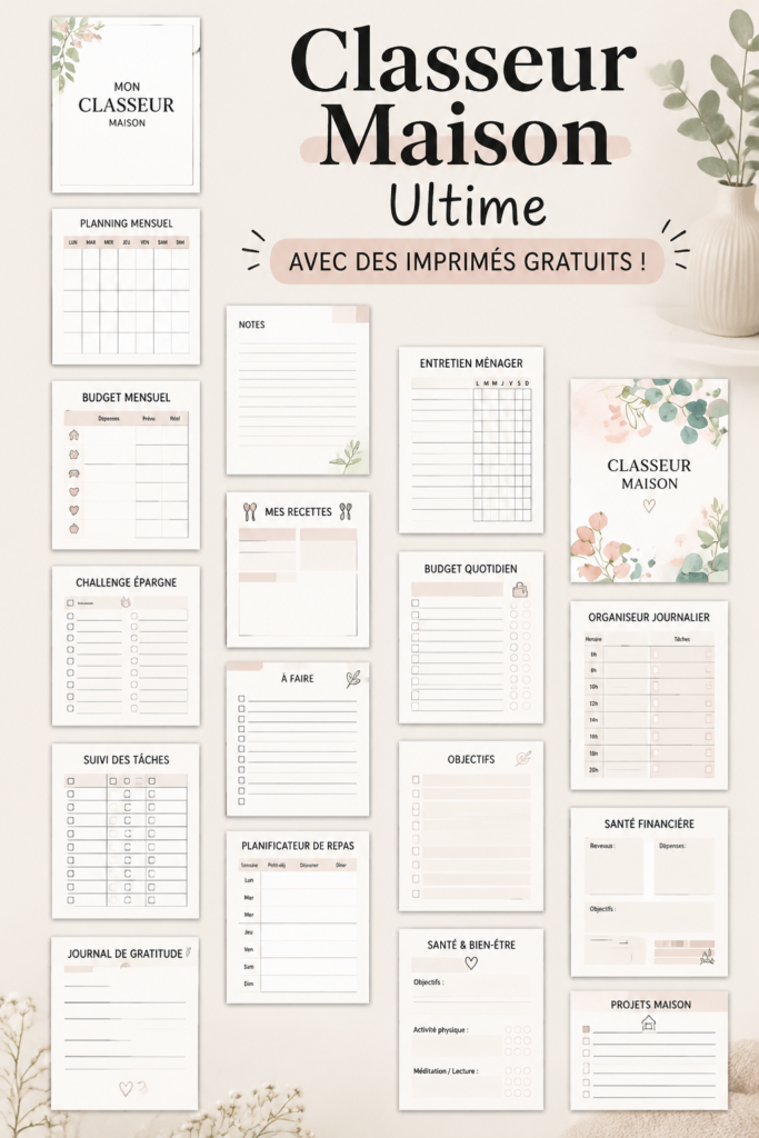 Classeur de maison pratique avec des modèles gratuits pour une organisation facile