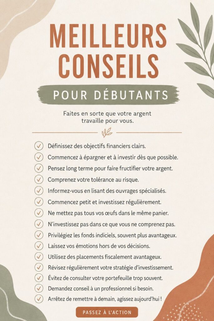 Illustration d'une femme réfléchissant à des conseils d'investissement pour débutantes.
