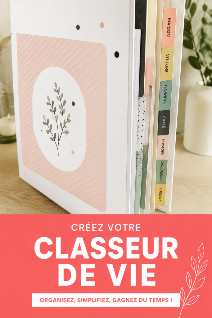 Classeur de vie DIY coloré sur un bureau avec des fournitures de bureau.