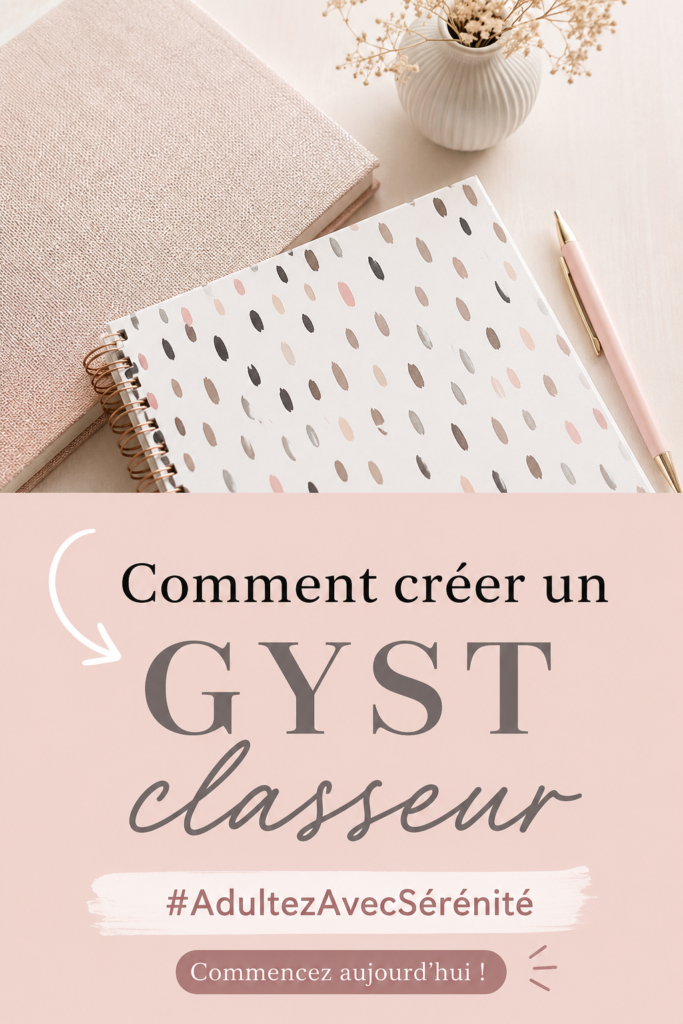 Classeur GYST bien organisé sur un bureau, idéal pour la gestion des tâches
