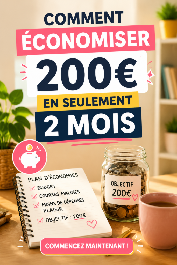 Femme souriante tenant un bocal rempli de pièces pour illustrer l'économie de 200€.