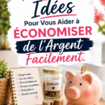 Femme souriante tenant un cochon tirelire, symbole d'épargne.