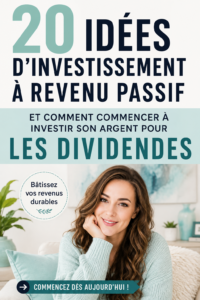 Illustration d'une femme investissant dans des options de revenus passifs, symboles financiers autour d'elle.