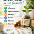 Image de femme souriante tenant un carnet et un stylo, planifiant son budget. Économie et finances personnelles.
