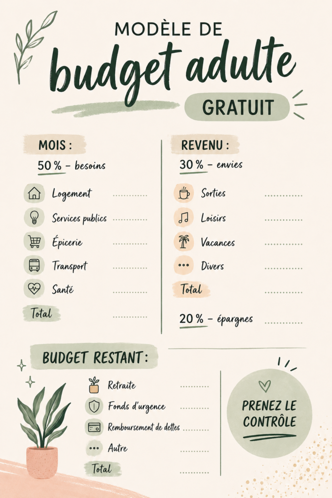 Image d'un modèle de budget sur un ordinateur, symbolisant la gestion financière pour adultes.