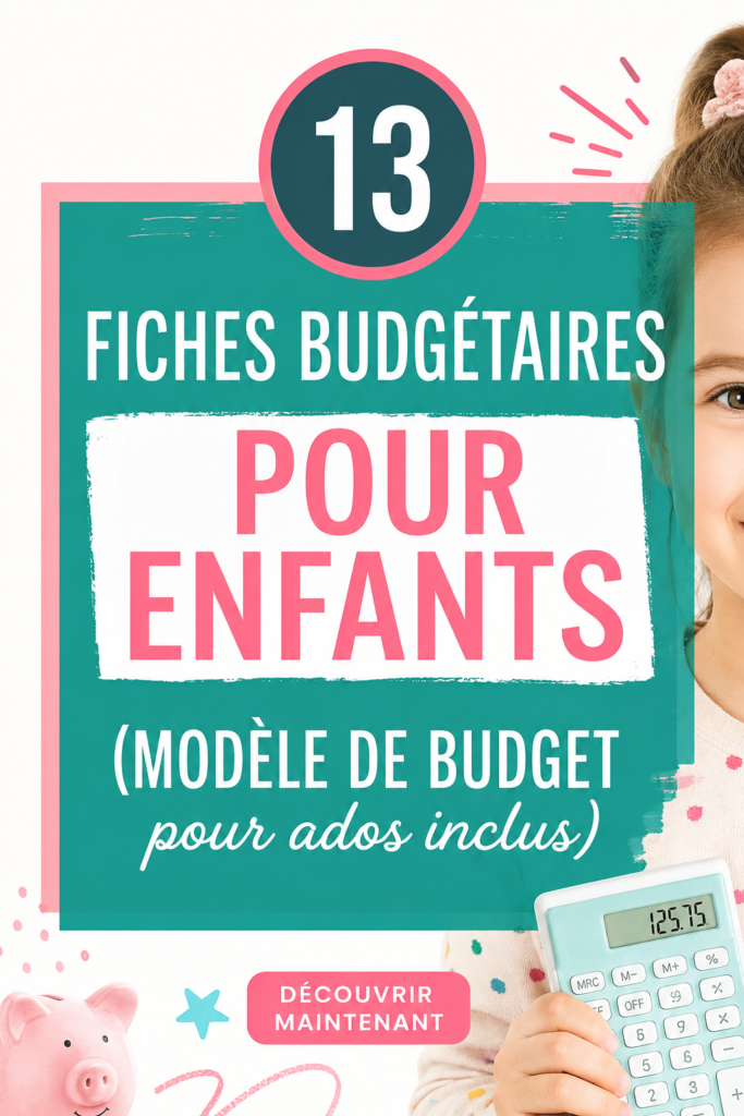 Modèle de budget pour enfants sur une table avec des crayons