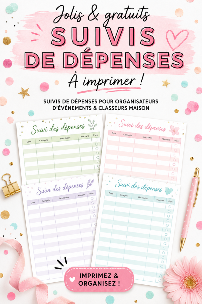 Un beau modèle de tracker de dépenses gratuit avec des éléments colorés pour une organisation efficace.