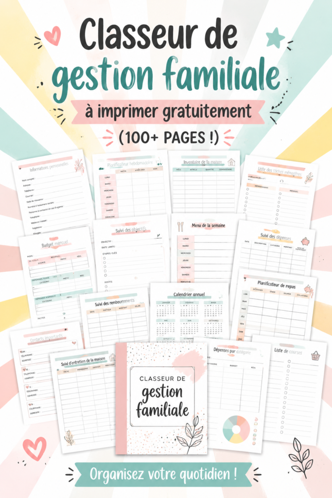 Organisateur de gestion domestique gratuit affiché sur un bureau