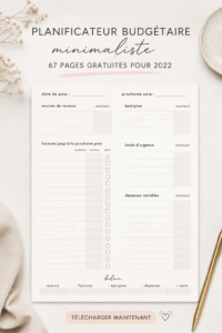 Planificateur de budget minimaliste gratuit sur fond pastel