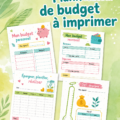 Un enfant examinant un planner de budget coloré pour apprendre la gestion de l'argent.