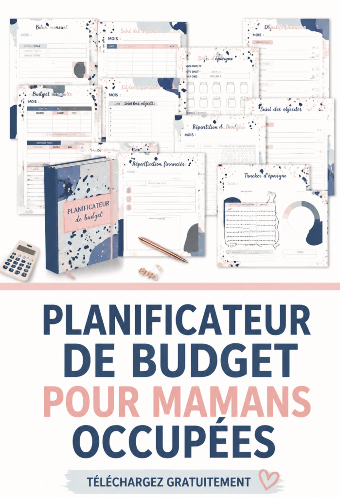 Image d'un planner budgétaire sur une table avec des fournitures de bureau