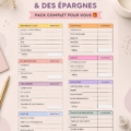 Un planner financier ouvert avec des notes et un stylo sur un bureau, illustrant l'organisation des finances