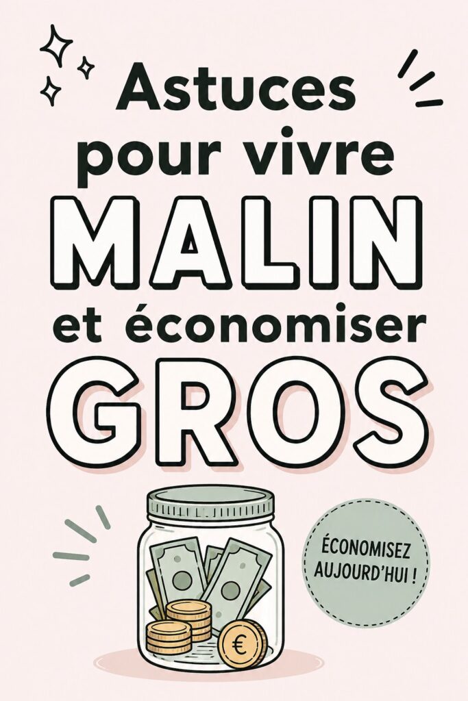 Astuces frugales pour économiser dans sa vie quotidienne, illustration chaleureuse et pratique.