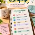 Femme consultant son budget catchup sur un ordinateur portable.