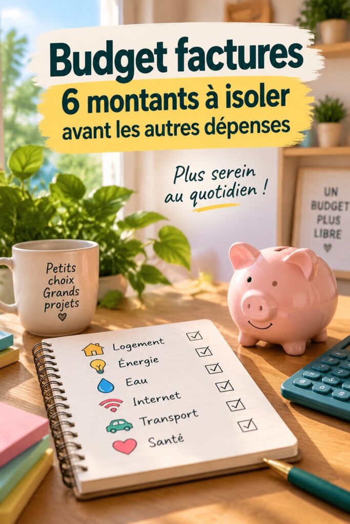 Image représentant des factures et un calculateur pour un budget personnel.
